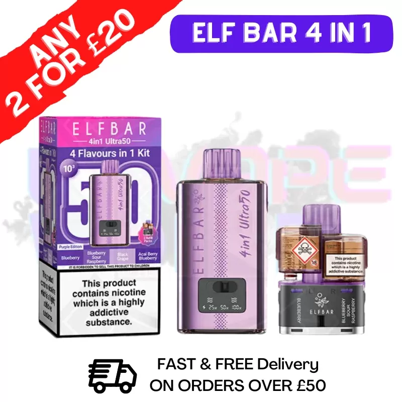 Purple Edition Elf Bar 4 in 1 Ultra Puff Kit