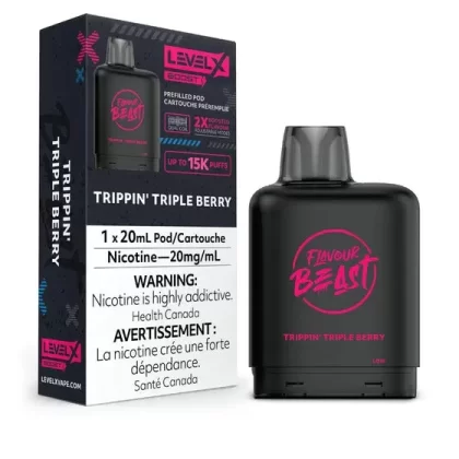 LEVEL X FLAVOUR BEAST BOOST POD 20ML – TRIPPIN’ TRIPLE BERRY