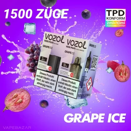 Vozol Vista Plug – Grape Ice Prefilled Pod - Pod Kit; La Fume; 2ml + 10ml