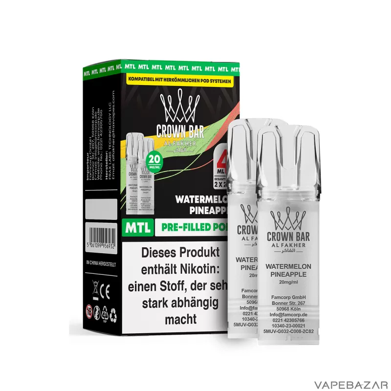 Al Fakher Pods Crown Bar 600 – MTL 20mg – Watermelon Pineapple - Ananas / Wassermelone - Image 2