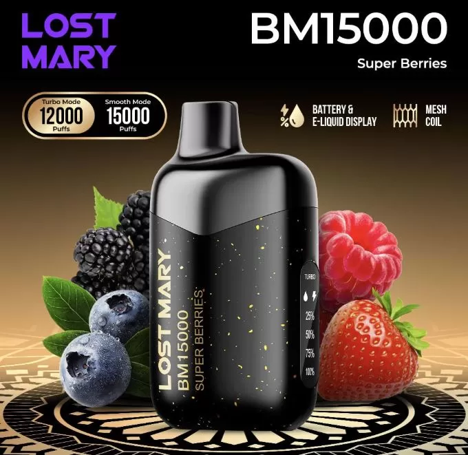 Lost Mary BM15000 Disposable Vape (15,000 Puffs) - 50 mg / Mango Peach Watermelon - Image 3