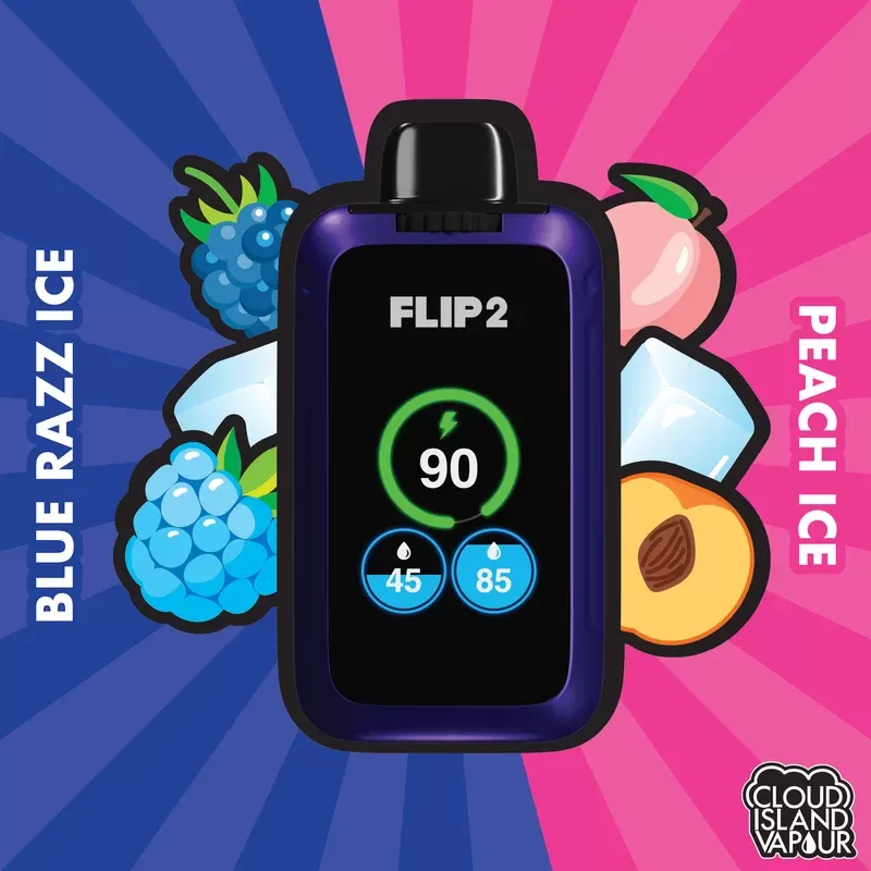 Flip 2 Disposable Vape – Blue Razz Ice And Peach Ice
