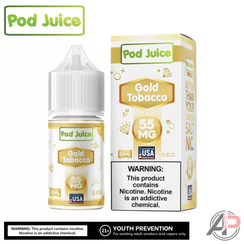 Pod Juice Gold Tobacco Salt Nicotine 30mL - Salt Nicotine 20mg - 30mL, Salt Nicotine 35mg - 30mL