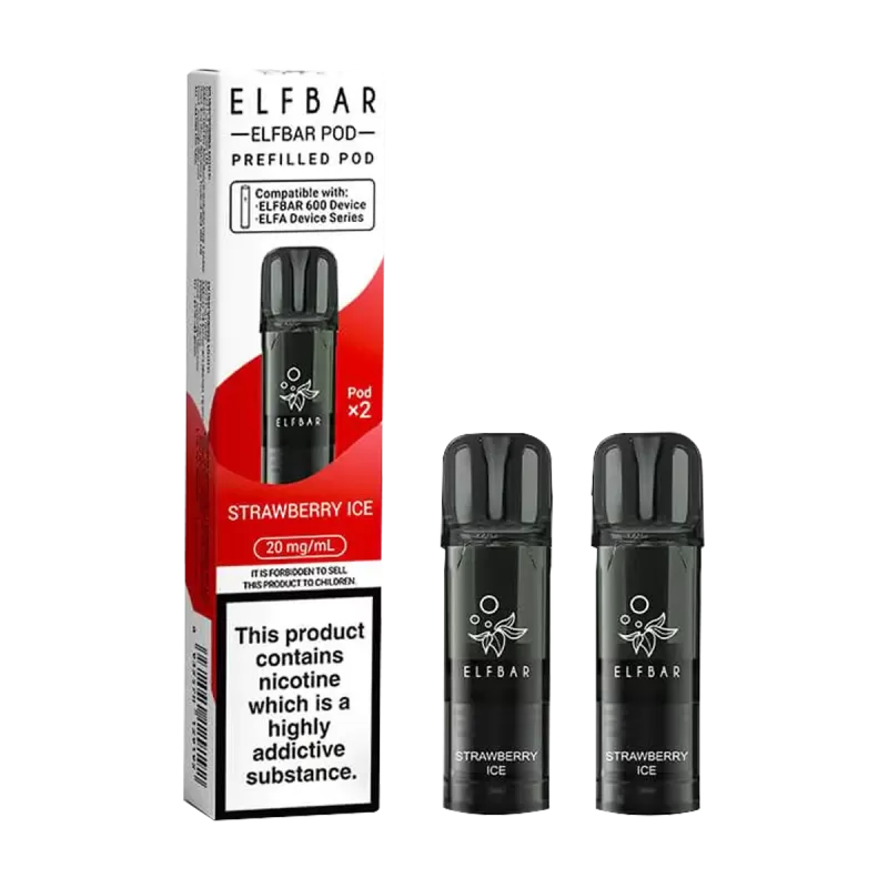 Strawberry Ice Elfbar 600 Pods - 20mg - Vape Product (D01998)