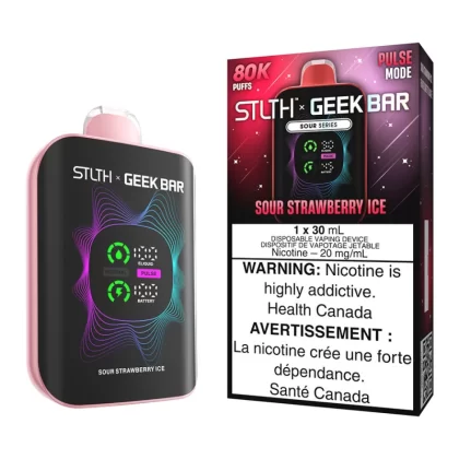 STLTH X Geek Bar Disposable Vape Device - Sour Strawberry Ice 30ml - 20mg/ml