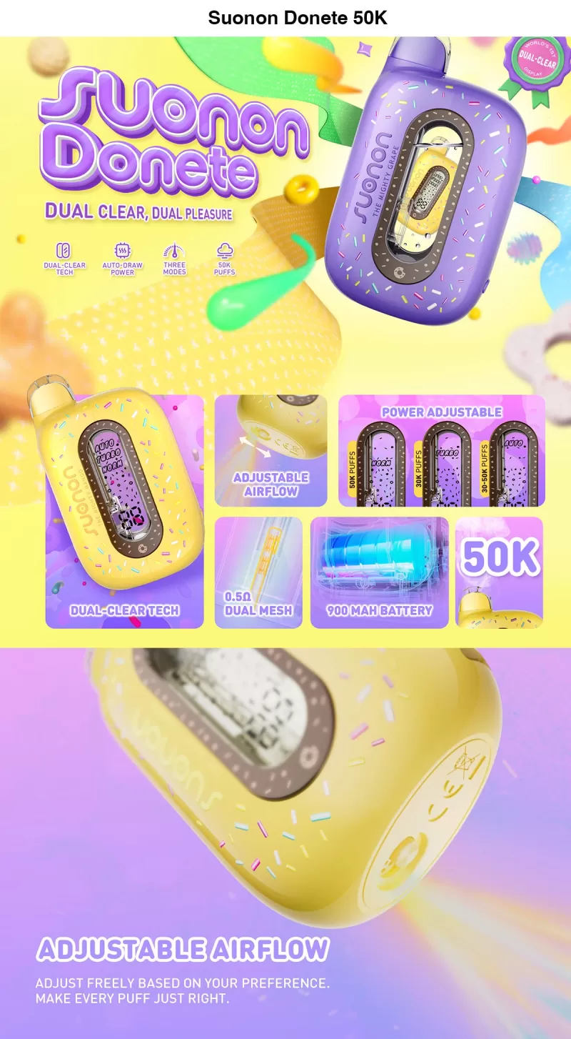 SUONON Donete 50K Puffs Disposable Kit 900mAh - Dragon Melon / 50mg / 1pc / CN -SZ Bonded Warehouse - Image 2