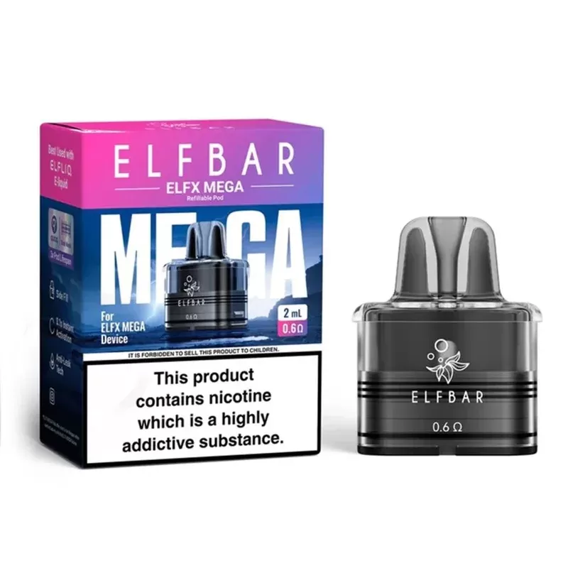 Elfx Mega Replacement Pod Pack By Elf Bar - Size#XL>2ml~Resistance#0.6ohm>0.8ohm