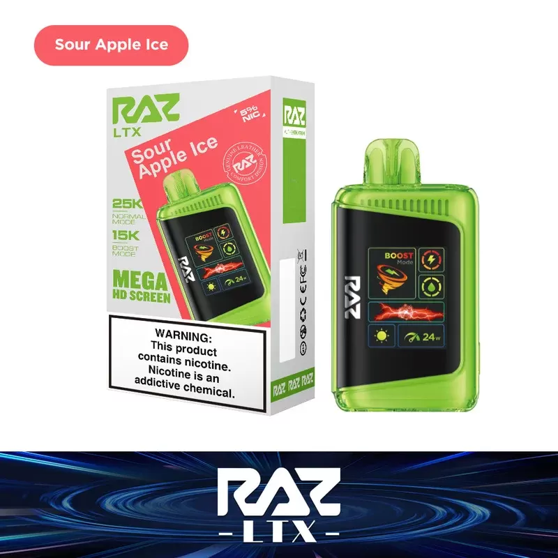 Sour Apple Ice – RAZ LTX 25K - Ejuicewarehouse