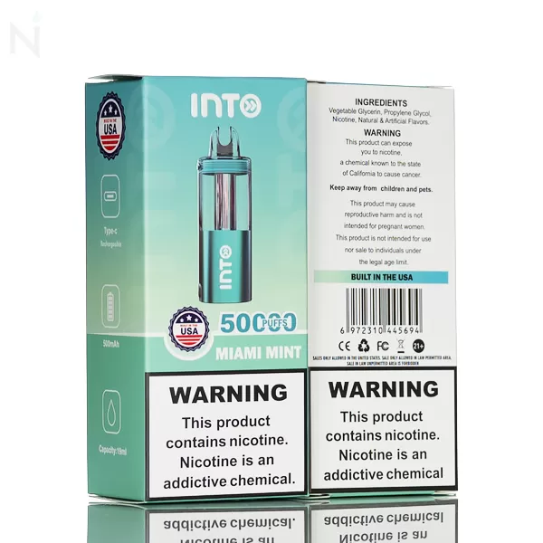 INTO 50K 50,000 Puff Disposable Vape - Foger Compatible - Miami Mint - Image 3