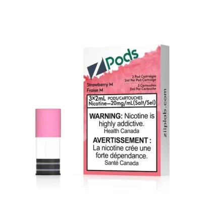 Z pods STLTH Compatible – Strawberry M - Nicotine#Supreme Nic Blend 20MG with 50MG Throat Hit