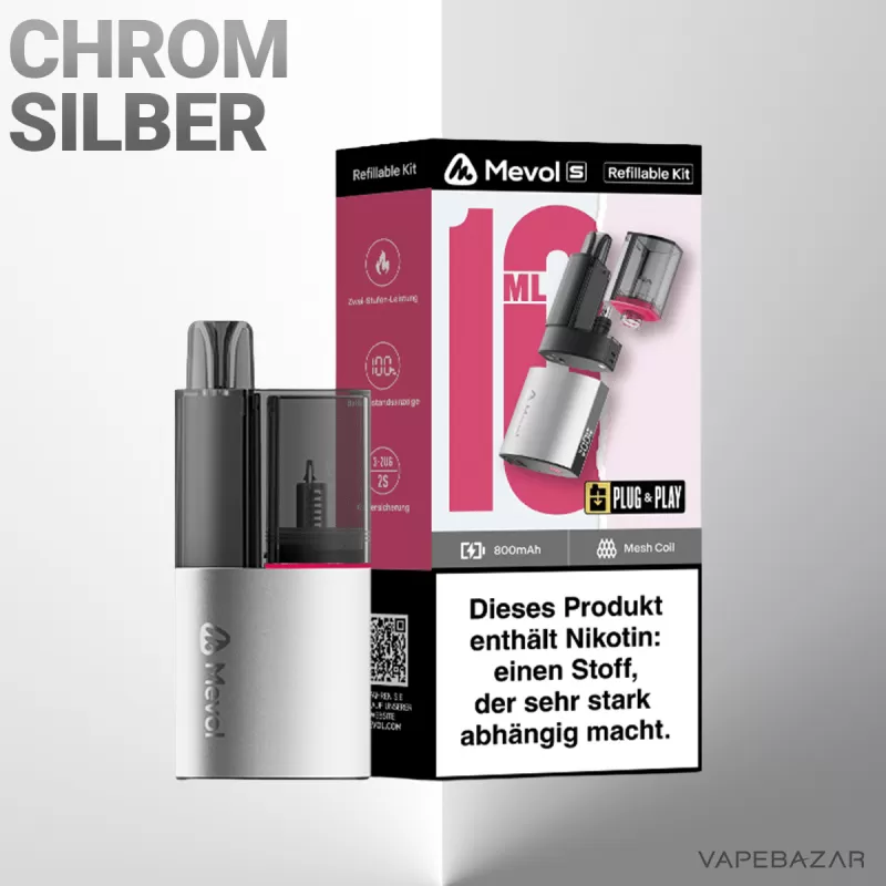 Mevol S 10k Pod Kit – Chrom Silber - Image 2
