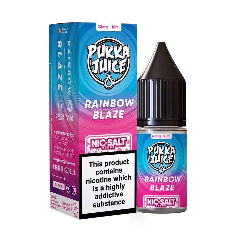 Pukka Juice Nic Salt E-Liquid Rainbow Blaze - Nicotine Strength#10mg>20mg