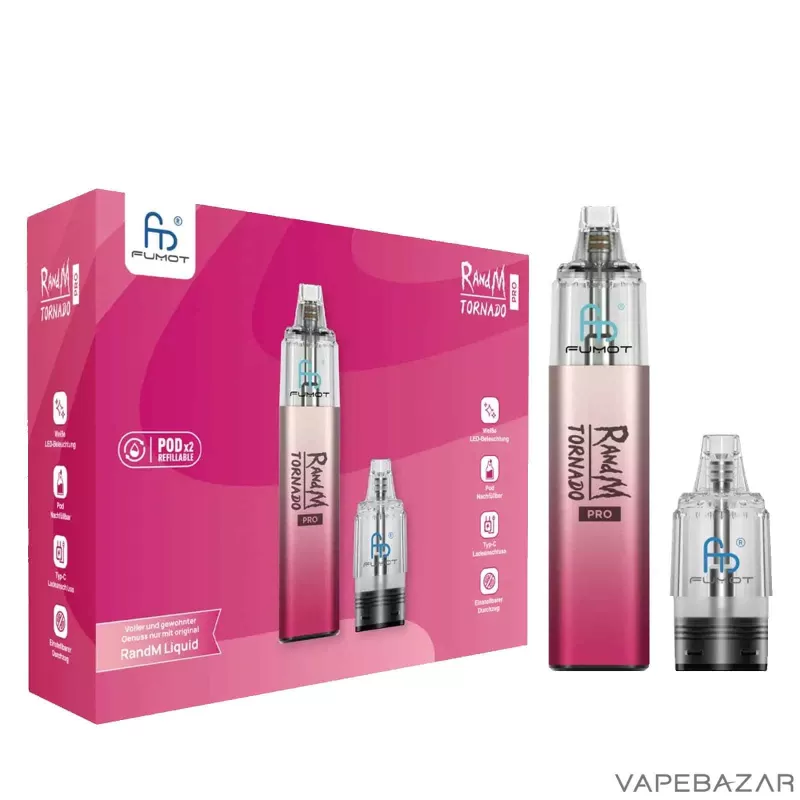 Fumot RandM Tornado Pro – Pink - Pod Kit / Fumot / 600 mAh / 8ml / USB-C - Image 3