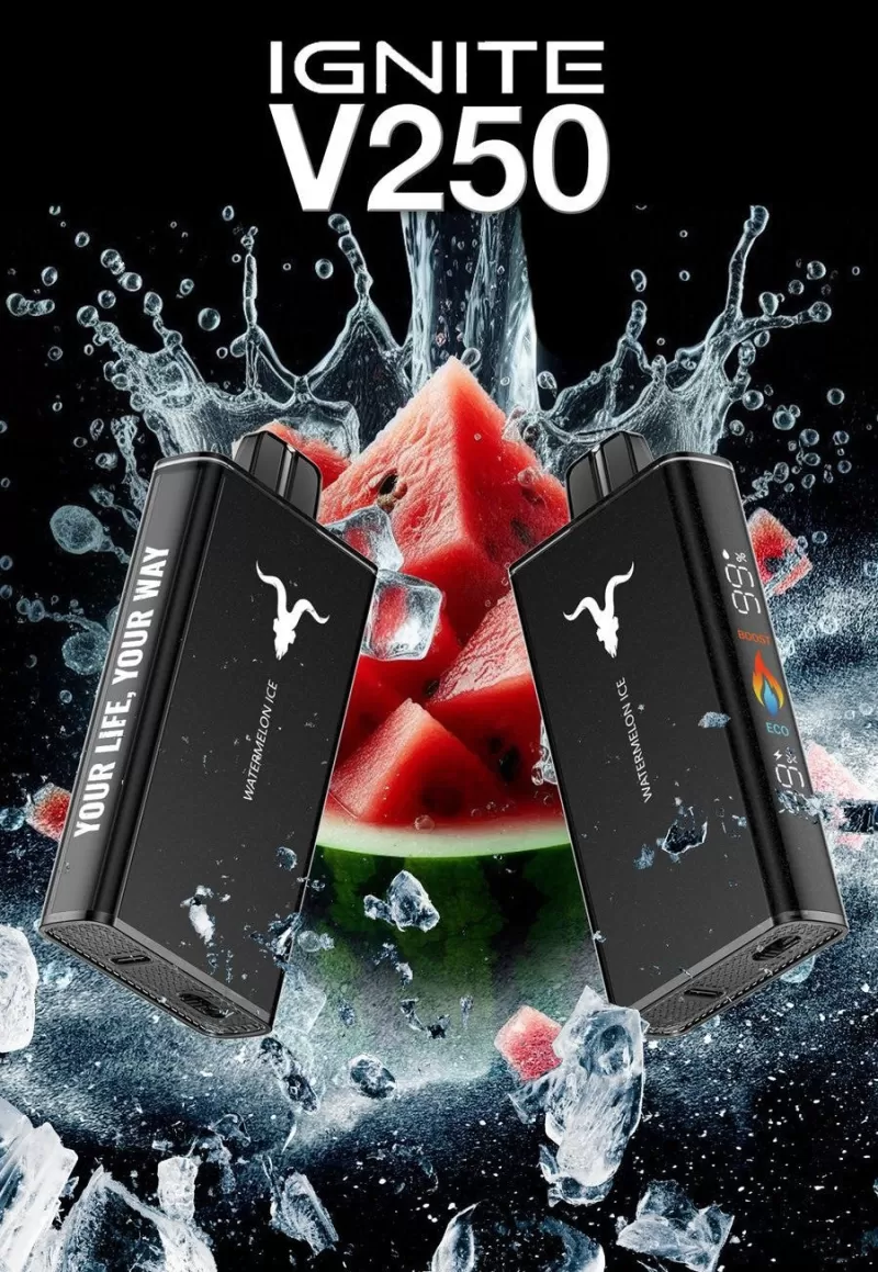 IGNITE - V250 Rechargeable Disposable Vape (25,000 Puffs) - Sweet & Sour Pomegranate / 50 mg - Image 3
