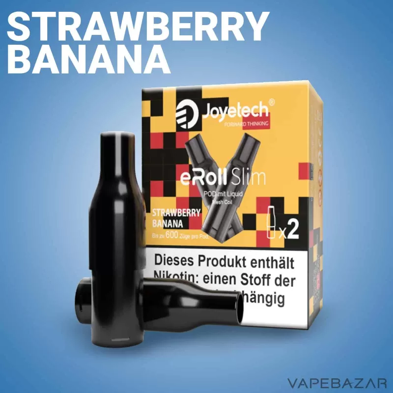 Joyetech eRoll Slim Prefilled Pod – Strawberry Banana (2er Pack) - Joyetech / 20mg/ml / 2ml / ca. 600 / Glycerin / Aromen / Propylenglykol / Nikotin / Nein / Banane / Erdbeere - Image 2