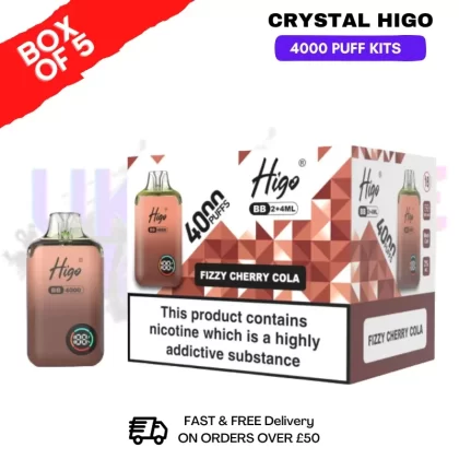 Fizzy Cherry Cola Crystal Higo 4000 Pod Kits Box Of 5