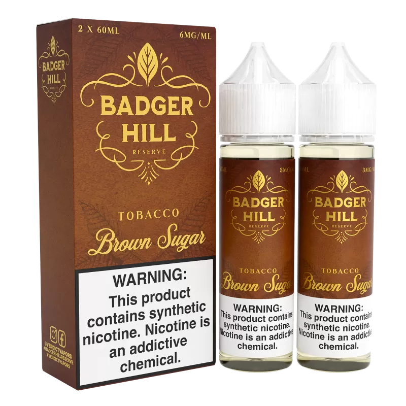 BADGER HILL RESERVE – Brown Sugar – 120ML E-Liquid (Twin 60ML Pack) - 3MG