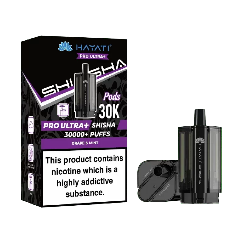 Hayati Pro Ultra Plus Shisha 30000 Prefilled Pods Grape & Mint