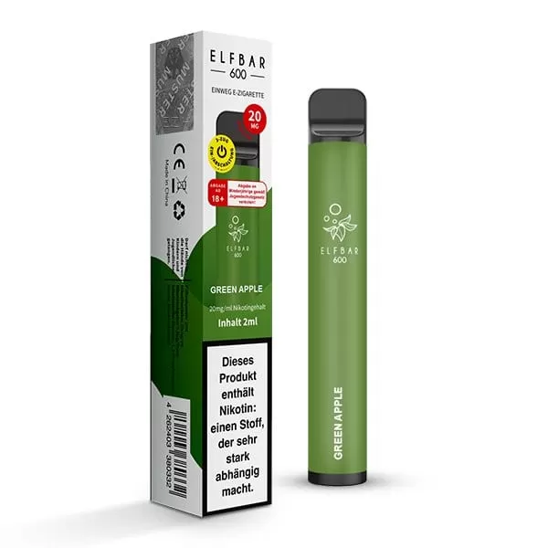 Elf Bar 600 – Green Apple - Elf Bar / Glycerin / Nikotin-Benzoat / Aromen / Propylenglykol / 20mg/ml - Image 2