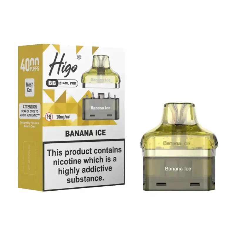 Higo BB 4000 Puffs Prefilled Pods - Box of 5 - Banana Ice - Image 2