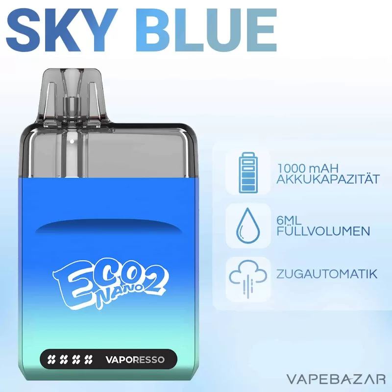 Vaporesso Eco Nano 2 – Sky Blue - Pod Kit; 1000 mAh - Image 2