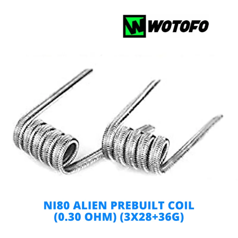 Wotofo Fused Clapton Prebuilt Wires - Pair of Ni80 Alien Prebuilt Coil (0.30 ohm) (3x28+36G) - Image 2
