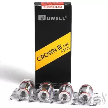 Uwell Crown 3 Replacement Coils 4 Pack - Type#0.25 Ohm>0.5 Ohm>UN2 Meshed Coil