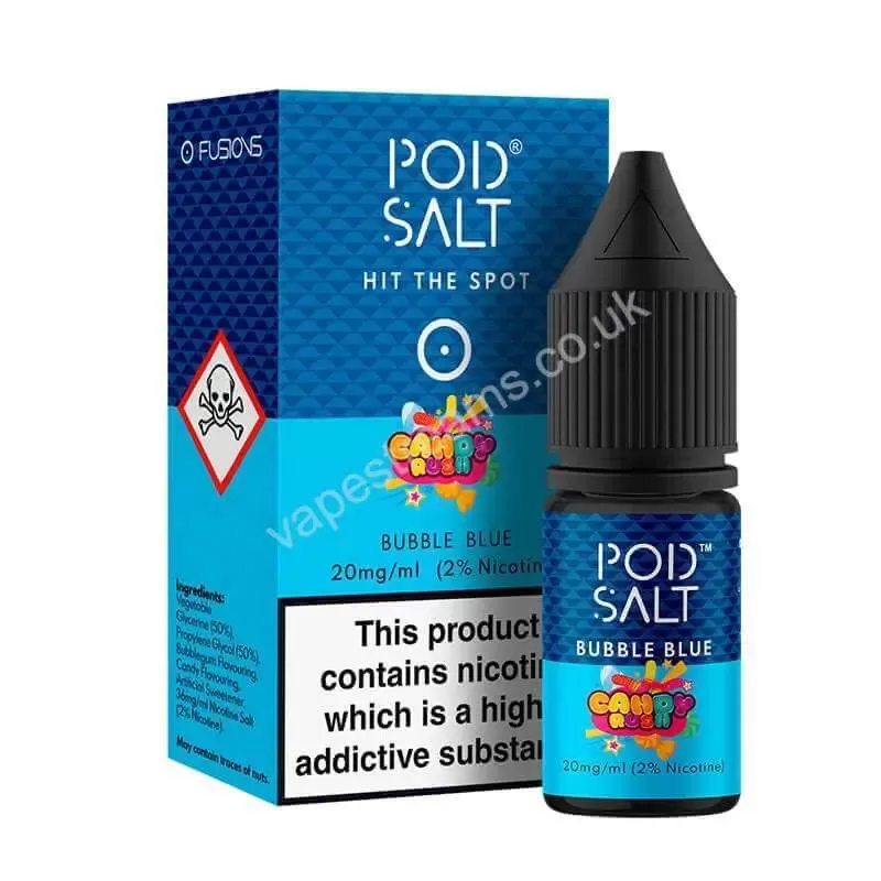 Bubble Blue Nicotine Salt E-Liquid By Pod Salt Fusions Range - Vapestreams Co