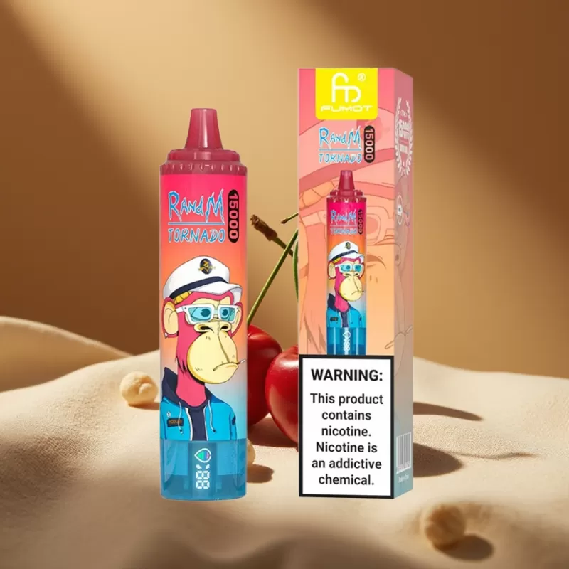 RandM Fumot Tornado 15000 Puffs Mesh LCD Type-C Disposable Vape Cherry - Image 2