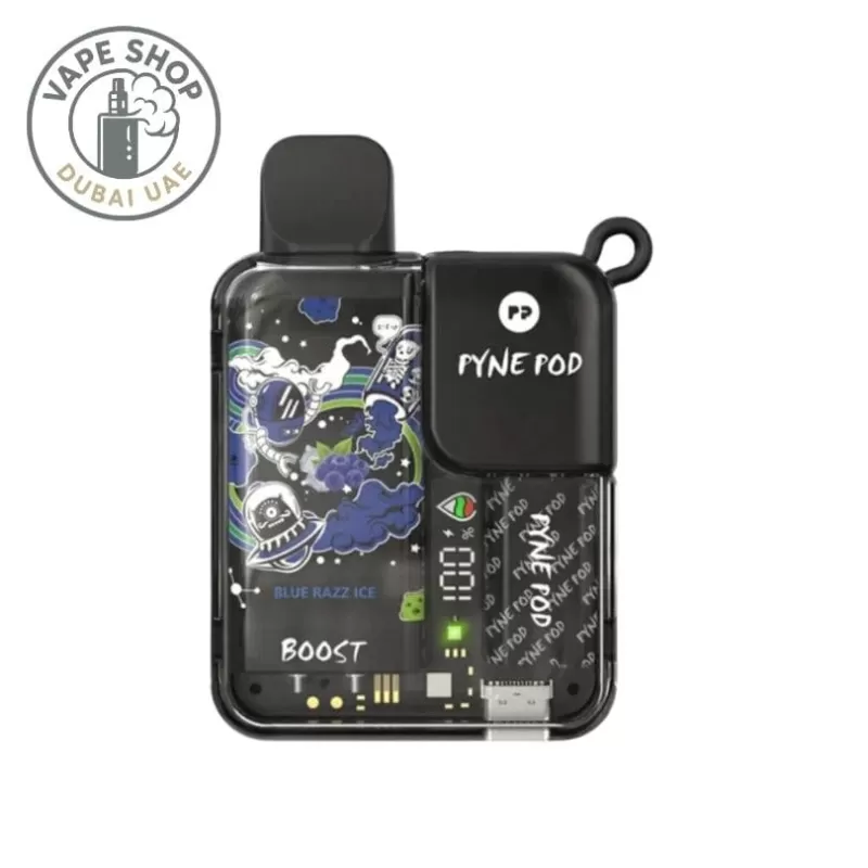 Pyne Pod Boost 8500 Puffs 5% Nicotine Rechargeable Vape - Vape Product, BOX OF 5 PCS; Blue Razz Ice, Blueberry Cotton Candy (479EDA) - Image 2