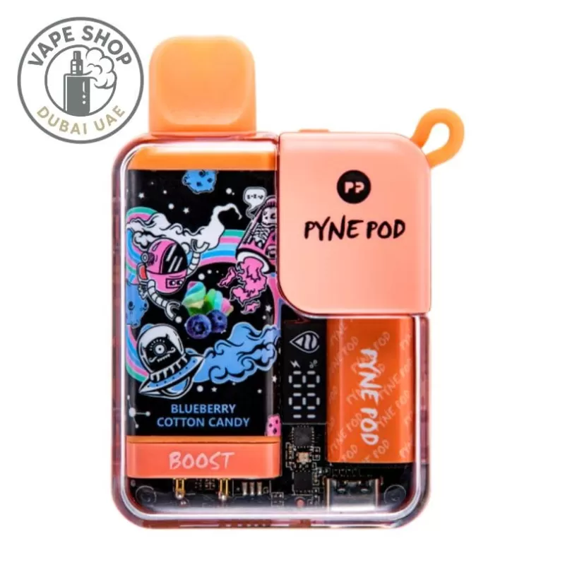 Pyne Pod Boost 8500 Puffs 5% Nicotine Rechargeable Vape - Vape Product, BOX OF 5 PCS; Blue Razz Ice, Blueberry Cotton Candy (479EDA) - Image 3