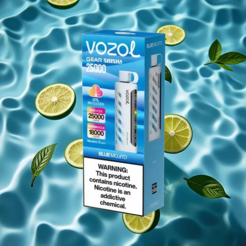 VOZOL Gear Shisha 25000 Puffs Dual Mesh Disposable Vape Blue Mojito 5mg S.i.L.C Tech - Bangvapeaustralia - Image 3