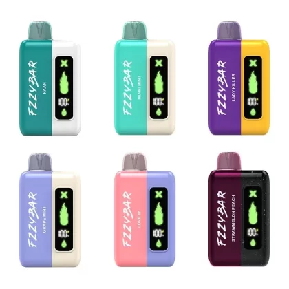 FZZYBAR X20000 Disposable E-hookah 18ml - Flavor#Clear>Grape Mint>Strawmelon Peach>Lady Killer>Double Apple>Paan>Love 66>Mango Passionfruit>Assort Mystery Combo>Blue Razz Lemonade>Miami Mint