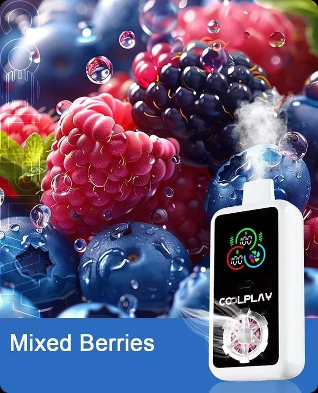 Coolplay Tornado 25K - Disposable#MIXED BERRIES>WATERMELON ICE>MANGO ICE>BLUEBERRY ICE>LEMON MINT>FIZZY CHERRY>PEACH ICE>GRAPE SHISHA>TWO APPLE SHISHA