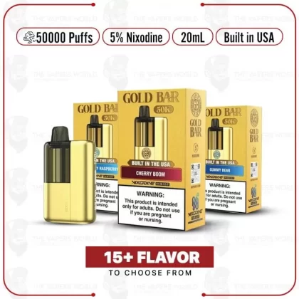 Gold Bar Max Nixodine 50K Puff Disposable Kit - Thevapersworld