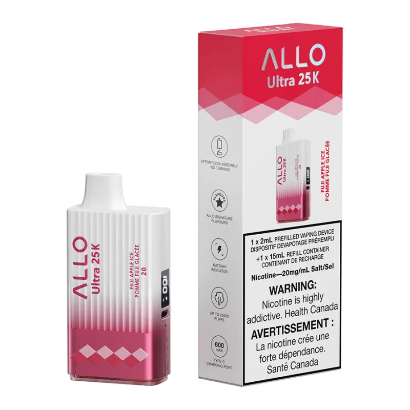 Allo Ultra 25K Disposable Vape Device - Fuji Apple Ice 17ml - 20mg/ml