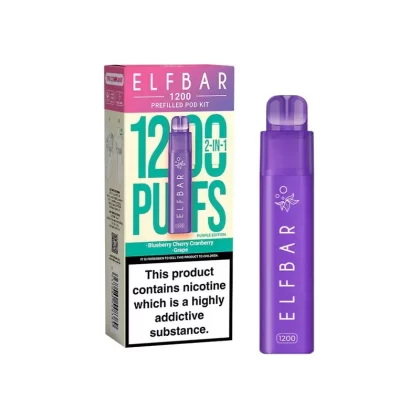 Elf Bar 1200 Purple Edition Pod Vape - Nicotine Strength#20mg (3B5EEF)