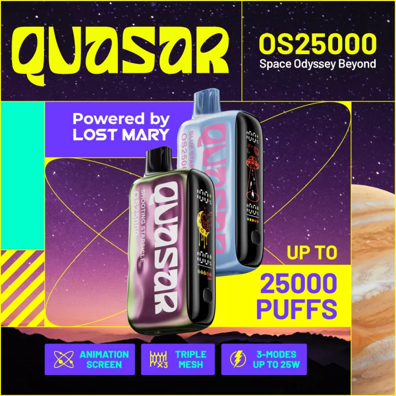 QUASAR OS25000 Powered By LOST MARY Disposable Device – 25000 Puffs - Super Mint (Splatter Edition)