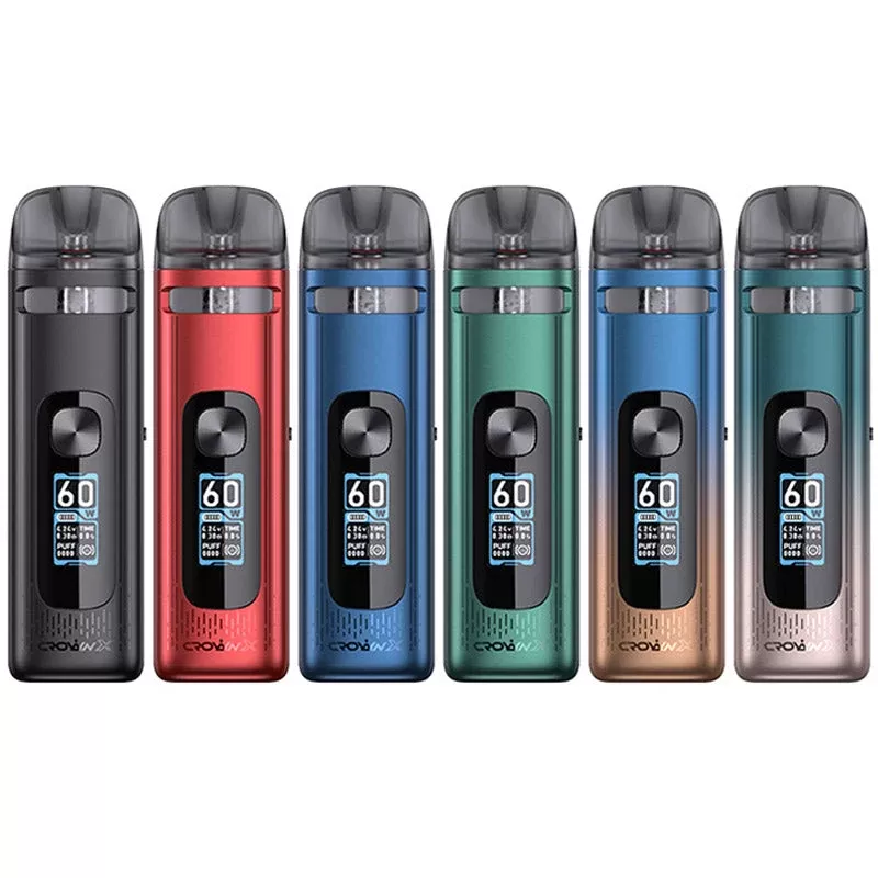 Uwell Crown X 60W Pod System Kit 1500mAh - Color#Black>Red>Green>Forest Dawn>Sunrise Sky>Blue