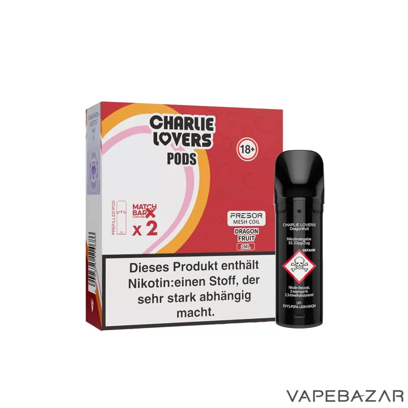 Charlie Lovers Pods – Dragonfruit (2er Pack) - 20mg/ml, 10mg/ml; Vape Product - Image 3