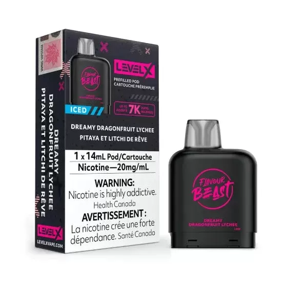 Level X Dreamy Dragonfruit Lychee Iced Flavour Beast Pods