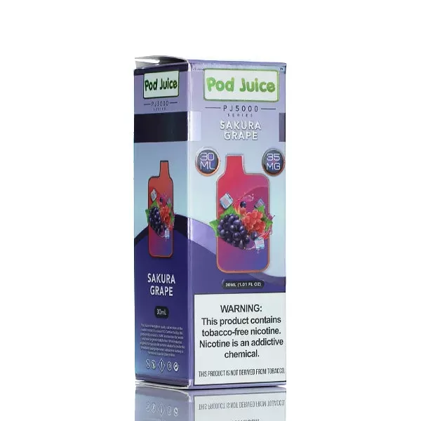 Pod Juice Salt PJ5000 - Sakura Grape Ice - 30ml - 55mg - Image 3