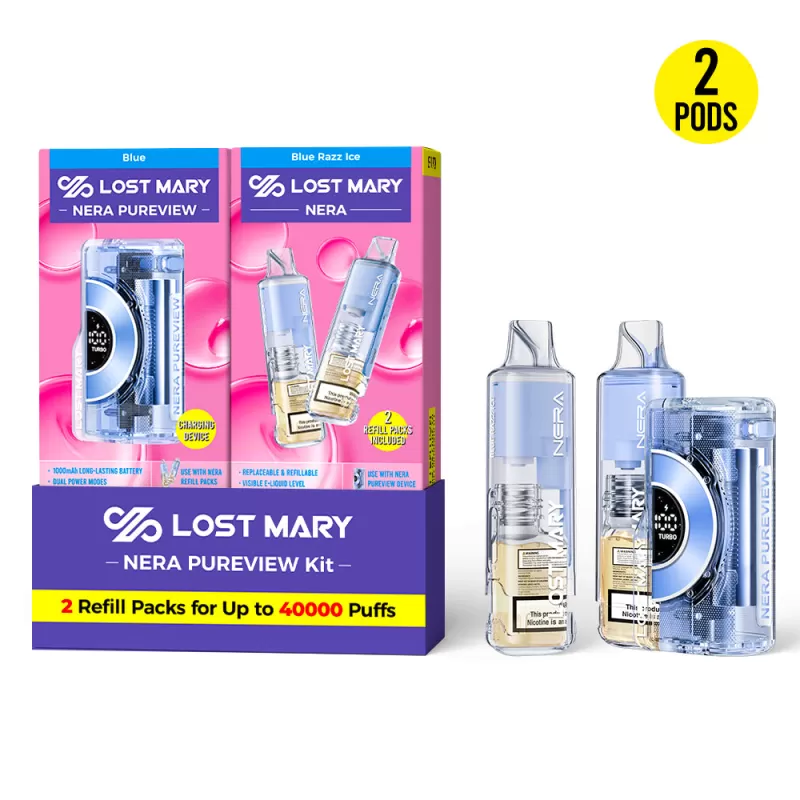 Lost Mary NERA PUREVIEW 40K Disposable KIT - 40,000 Puffs - Sour Apple Ice | Green - Image 2