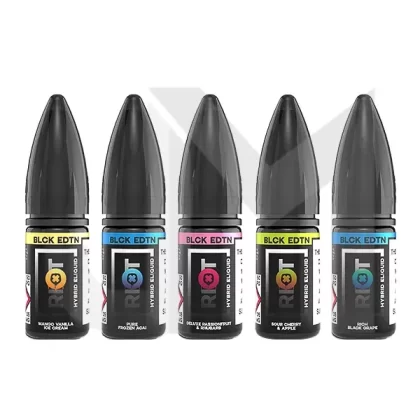 10mg Riot Squad Black Edition V2 Nic Salts 10ml (50VG/50PG) - Mango Vanilla Icecream, Pure Frozen Acai