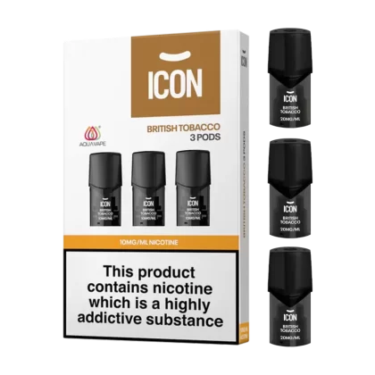 ICON Aquavape British Tobacco Pods (Pack of 3) - 20mg - Vape Product