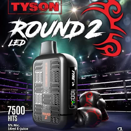 Tyson 2.0 "ROUND 2" Heavy Weight Rechargeable Disposable Device – 7500 Puffs - Grape Razz