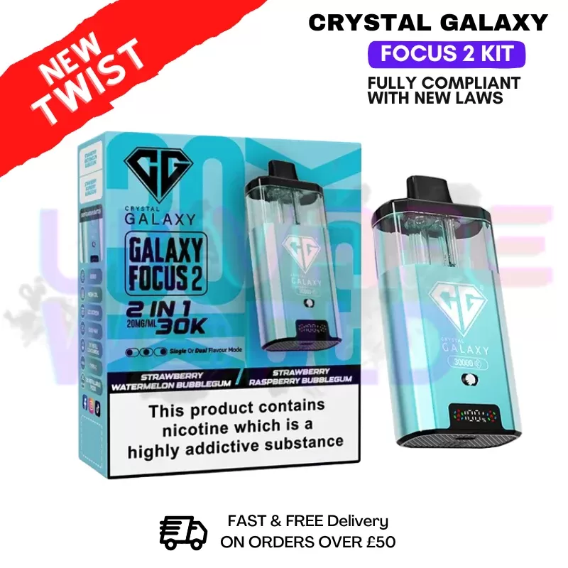 Straw Watermelon Bubblegum Crystal Galaxy 30K Focus 2 Puff Kit - Ecigpremium