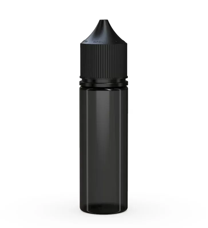 CHUBBY GORILLA | Child Resistant Unicorn V3 PET Dropper Bottles Transparent Black | 50mL – w/ Black Lid – 500 Count