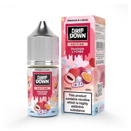 DRIP DOWN EDITION NIC SALT – PASSION LYCHEE ICE – 30ML (25MG-50MG) - Vapebazaar Pk