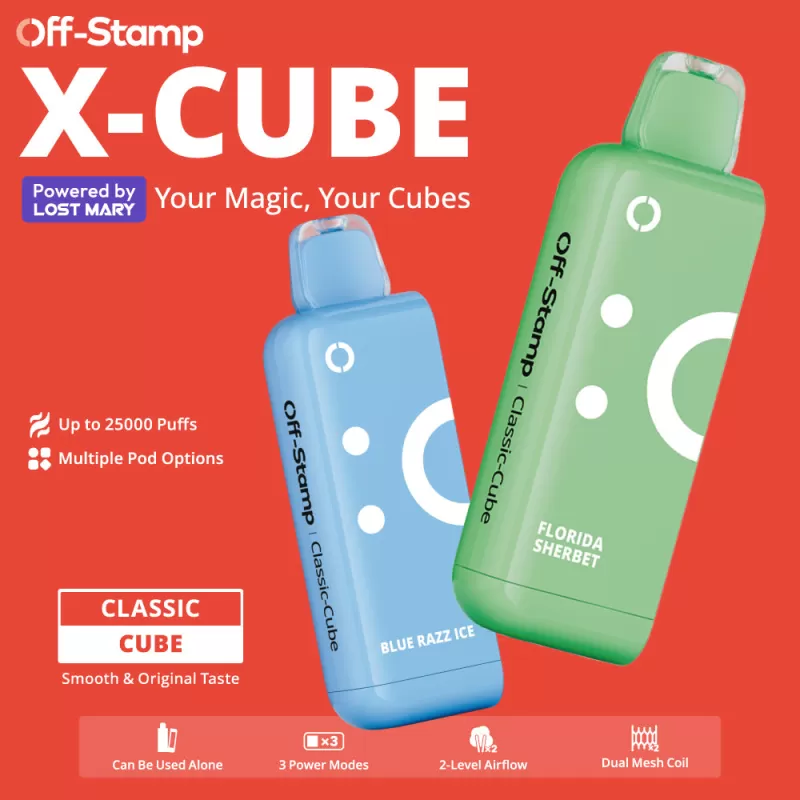 Off-Stamp X-CUBE Classic Cube 25K Disposable POD Powered By LOST MARY – 25000 Puffs - Sour White Gami